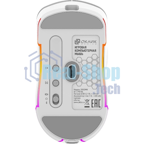 Мышь беспроводная Oklick 900GMW белый, 26000 dpi, радиоканал, Bluetooth, USB, кнопки - 6