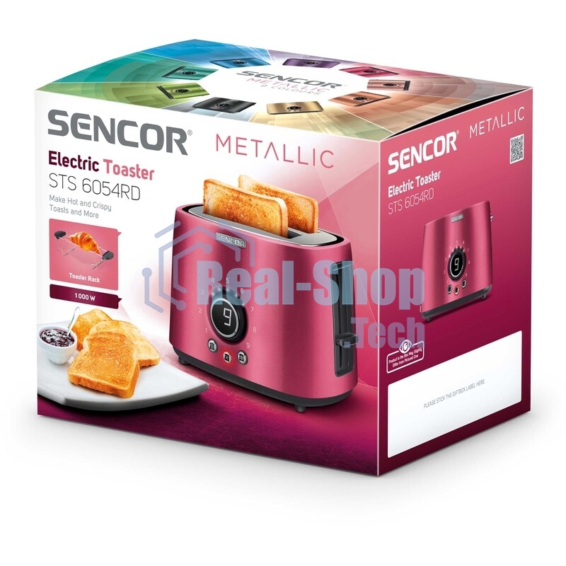 Тостер Sencor STS 6054RD красный, 1000 Вт, 2 слота