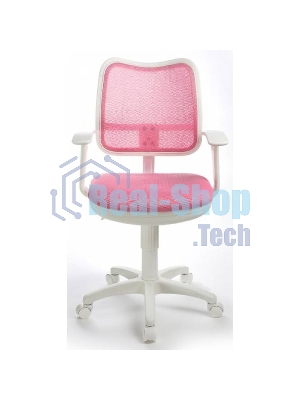 Кресло компьютерное Бюрократ CH-W797/PK/TW-13A TW-13A розовый, спинка сетка, сиденье розовый, колеса белый/розовый, пластик белый