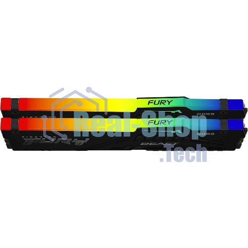 Оперативная память Kingston Fury Beast, DDR5, 32Gb (2x16 Gb), 6400 MHz, CL32, радиатор, RGB, черный