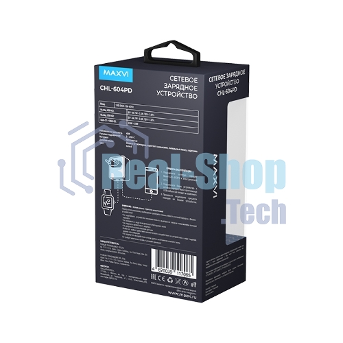 Сетевое зарядное устройство Maxvi CHL-604PD Type-C\Type-C 40W 6A (3A+3A) PD QC3.0, белый