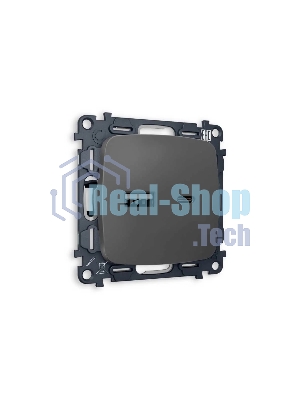 Комплект механизма розетки OMEGA Графит мягкое касание 2USB A+C 20W (быстрая зарядка) QUANT (OP9110, VM177) MO911010