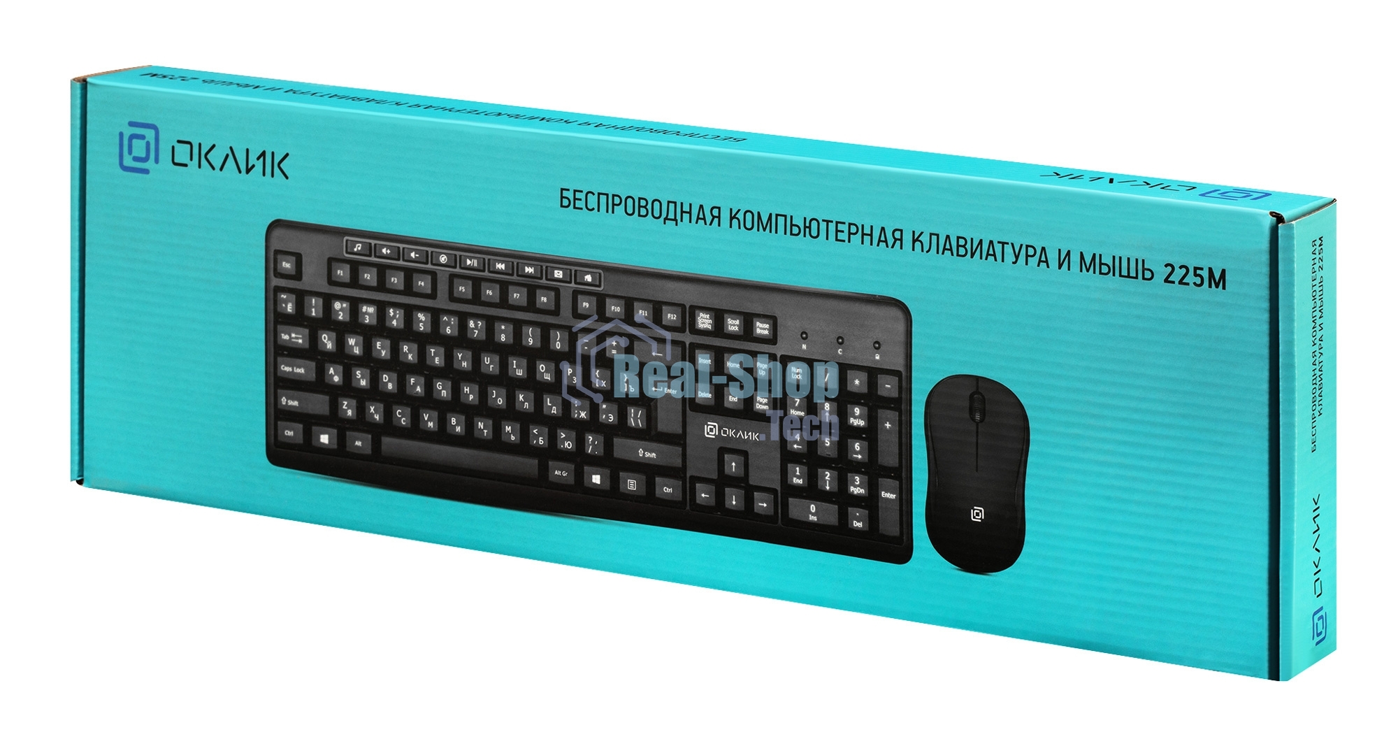Комплект клавиатура+мышь Oklick 225M беспроводной, USB, 1200 DPI, чёрный