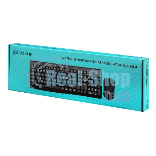Комплект клавиатура+мышь Oklick 225M беспроводной, USB, 1200 DPI, чёрный