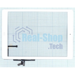 Сенсорное стекло (тачскрин) для iPad Air (A1474, A1475, A1476), белое с кнопкой OEM