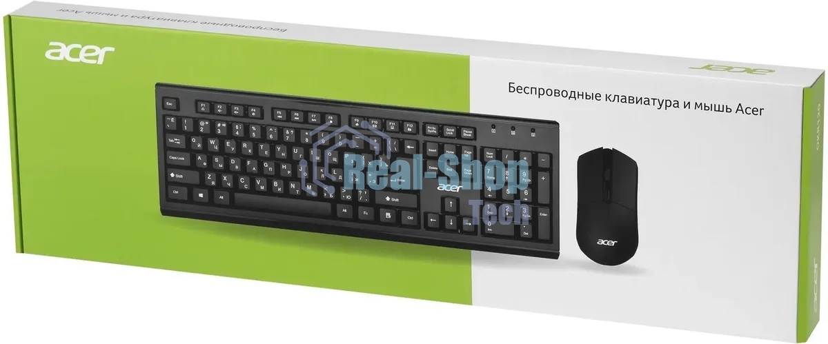 Комплект клавиатура+мышь Acer OKR120 беспроводной, USB, 1600 DPI, чёрный