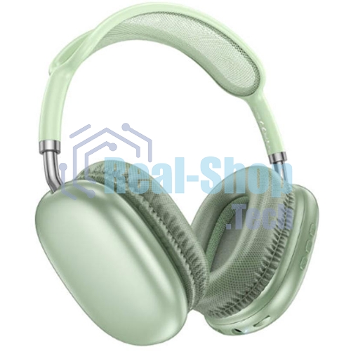 Беспроводные/проводные наушники Borofone BO22 Plus зеленый, накладные, Bluetooth + проводной, складная конструкция, микрофон, до 12 ч