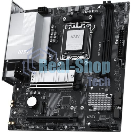 Материнская плата MSI PRO B850M-G, AM5, AMD B850, 2xDDR5, 4xSATA, 2xM.2, 1xPCIe 5.0 x16, 1xPCIe 4.0 x4, 1xDP, 1xHDMI, 1x5Gb LAN, 1xUSB-C 5Gbps, 3xUSB-A 5Gbps, 2xUSB-A 2.0, 3x3.5 мм, 7.1, mATX