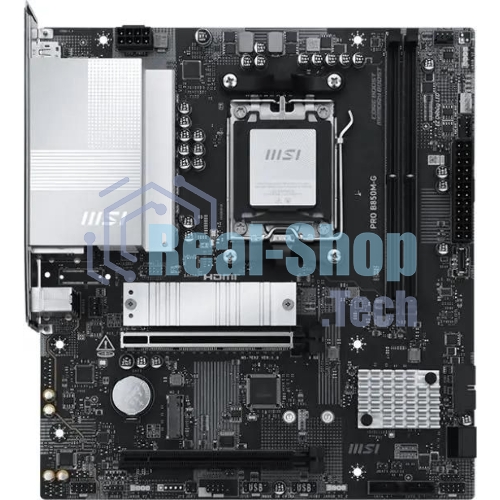 Материнская плата MSI PRO B850M-G, AM5, AMD B850, 2xDDR5, 4xSATA, 2xM.2, 1xPCIe 5.0 x16, 1xPCIe 4.0 x4, 1xDP, 1xHDMI, 1x5Gb LAN, 1xUSB-C 5Gbps, 3xUSB-A 5Gbps, 2xUSB-A 2.0, 3x3.5 мм, 7.1, mATX