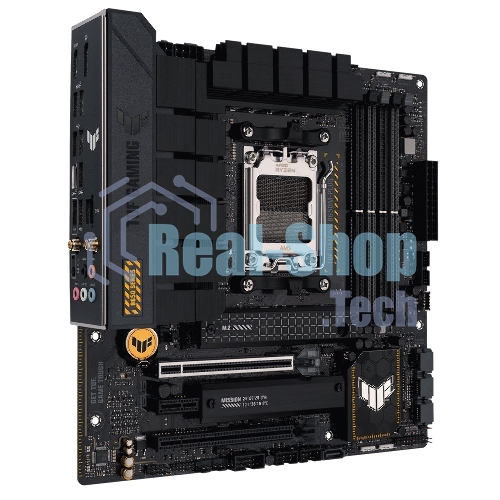 Материнская плата ASUS TUF GAMING B650M-PLUS WIFI, AM5, AMD B650, 4xDDR5, 4xSATA, 2xM.2, 1xPCIe 4.0 x16, 1xPCIe 4.0 x4, 1xDP, 1xHDMI, 1x 2.5Gb LAN, 4xUSB-A 3.2 Gen 2, 1xUSB-A 3.2 Gen 1, 1xUSB-C 3.2 Gen 2x2, 5x3.5 мм, 7.1, mATX