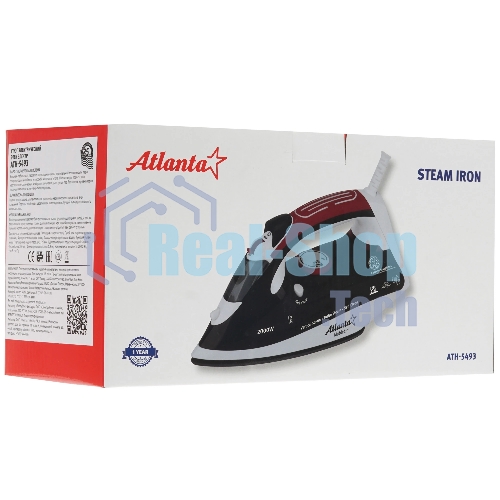 Утюг Atlanta ATH-5493 черный/белый/красный, 2000 Вт, 32 г/мин, 86 г/мин, 200 мл