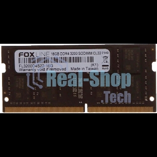Оперативная память Foxline, DDR4, 16GB (1x16 GB), 3200 MHz, CL22, SO-DIMM