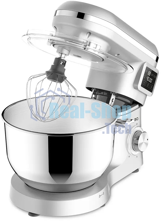 Планетарный миксер BQ MX640 White. Максимальная мощность 1600 Вт/Чаша из нержавеющей стали 6 л/Функция ферментации/Подогрев чаши до 40'C/Электронное управление/Металлические насадки в комплекте/Металлические шестерни/Двойная защита: от перегрева, от перегрузки/Защтная крышка от брызг/LED подсветка/Длина сетевого шнура 1 м