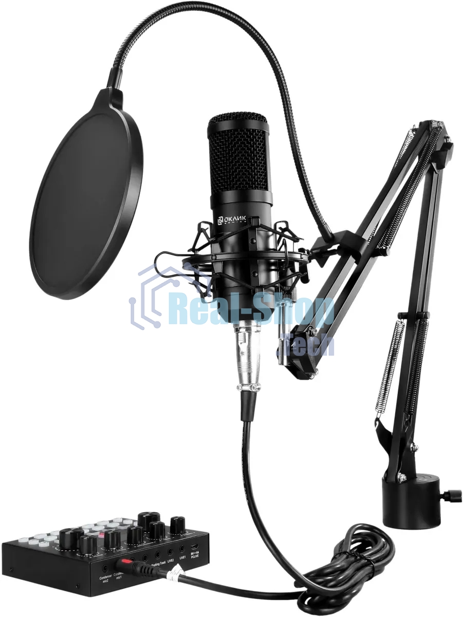Микрофон проводной Оклик SM-600G 2.5м черный