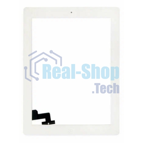 Сенсорное стекло (тачскрин) для iPad 2 (A1395, A1396, A1397), белое с кнопкой OEM