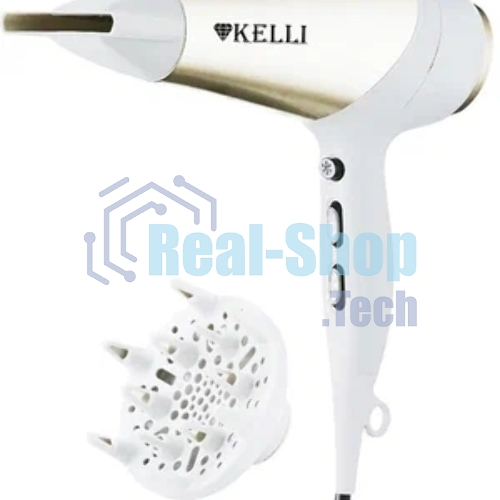 Фен Kelli KL-1125 белый/золотистый, 2400 Вт