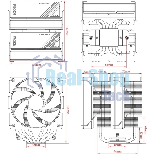 Устройство охлаждения(кулер) ID-Cooling Frozn A620 ARGb черный 120мм алюминий+медь 2000rpm 30db 4-pin 270W 154мм