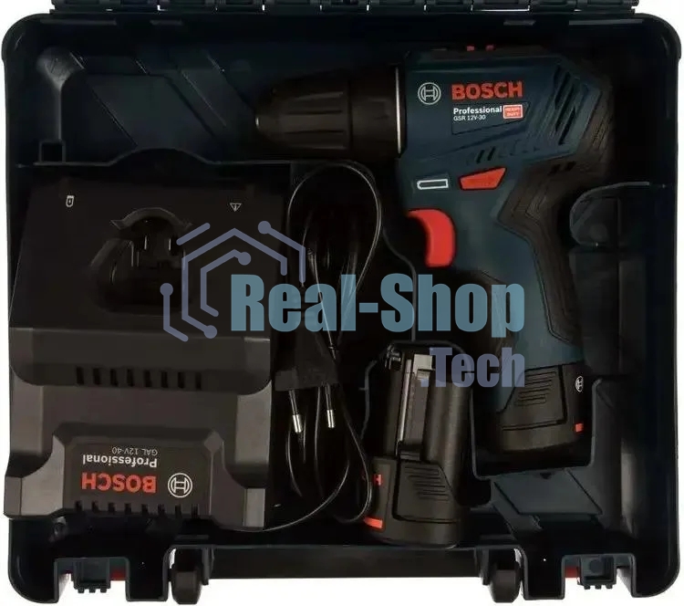 Дрель-шуруповерт Bosch GSR 12V-30, 12 В, 2 Ач, 30 Нм, бесщеточный
