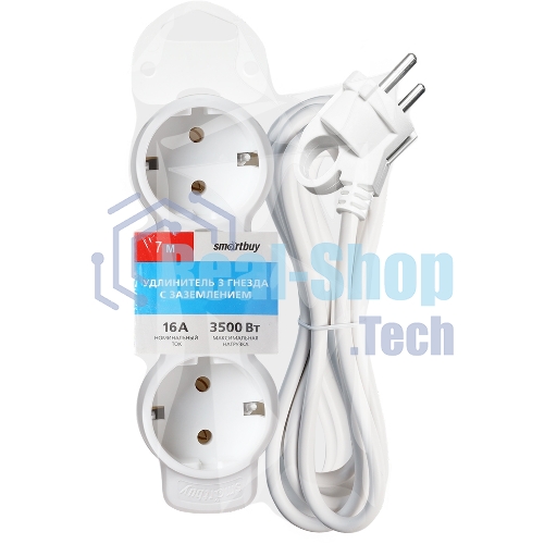 Удлинитель Smartbuy (SBE-16-3-07m-Z) 3 гн х 7,0 м белый