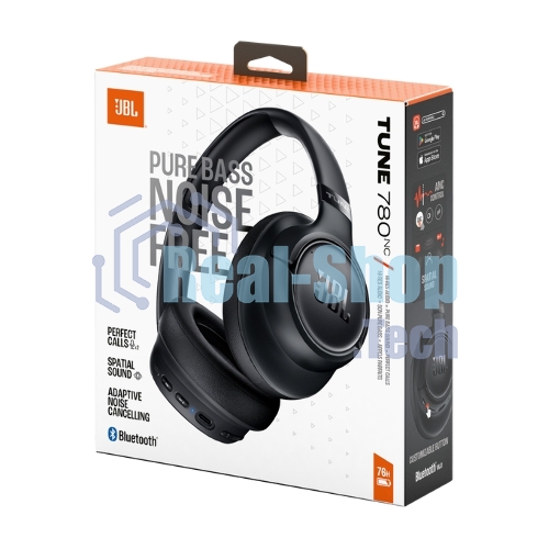 Беспроводные/проводные наушники JBL Tune 780NC черный, полноразмерные, Bluetooth + проводной, адаптивное шумоподавление