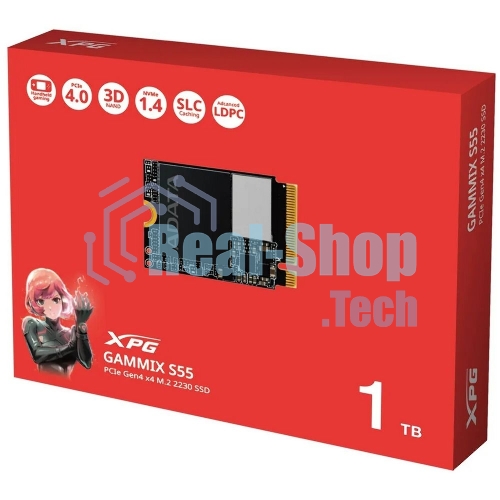 Накопитель SSD ADATA XPG GAMMIX S55, 1Tb, PCIe 4.0 x4, 2230, NVMe, R/W 5000/3700