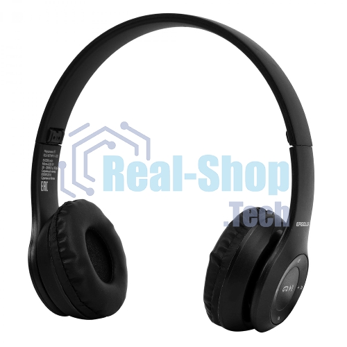 Беспроводные/проводные наушники Ergolux ELX-BTHP01-C02 черный, накладные, Bluetooth 5.0 + проводной, складная конструкция, до 6 ч