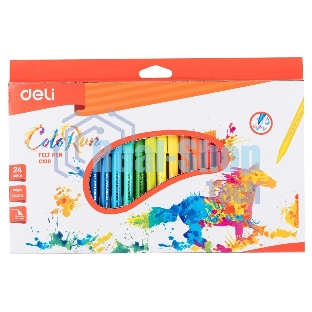 Фломастеры Deli EC10020 ColoRun, вентилируемый колпачок, 24 цвета, коробка с европодвесом