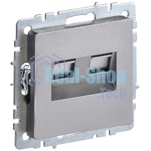 Розетка компьютерная двойная RJ11+RJ45 IEK BRITE РК/Т12-БрС кат.5E сталь