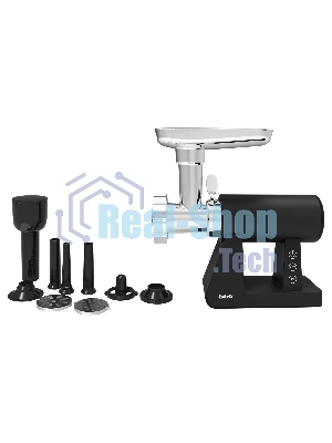 Мясорубка электрическая BBK MG3000 черный, 2500 Вт, 2.5 кг/мин, реверс, защита от перегрузки, металлический лоток, насадки - 7