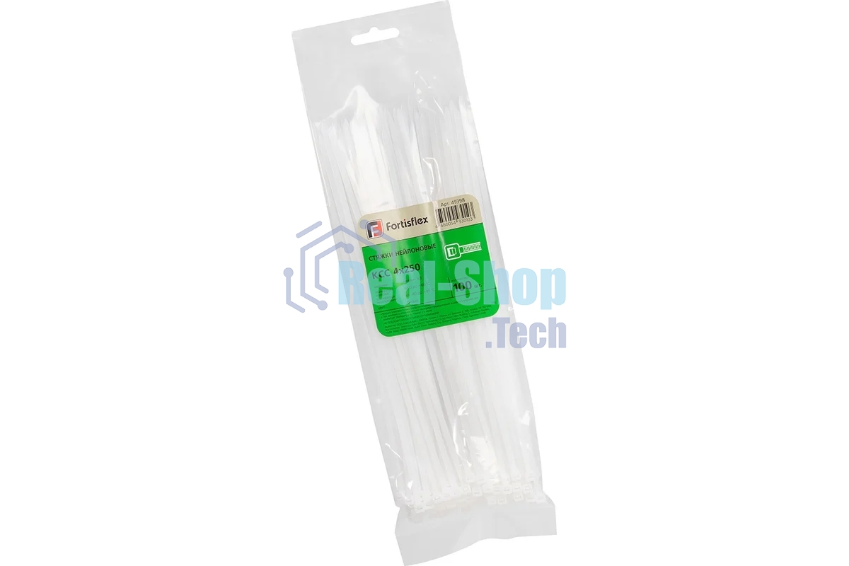 Нейлоновые стяжки Fortisflex КСС 4х250 белый 100 штук