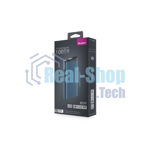 Портативный аккумулятор OLMIO QL-10, 10000mAh, 22.5W, QuickCharge3.0/PowerDelivery, LCD, голубой