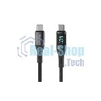 Кабель OLMIO GEEK, Type-C - Type-C, 60W, 1.2м, тканевая оплетка, LCD, черный