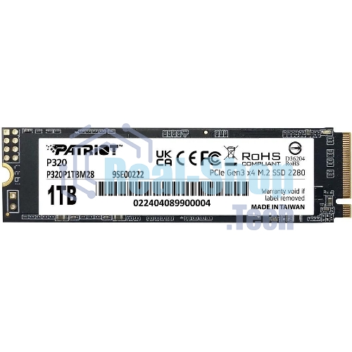 Накопитель SSD Patriot P320, 1Tb, PCIe 3.0 x4, M.2 2280, NVMe, R/W 3000/2200