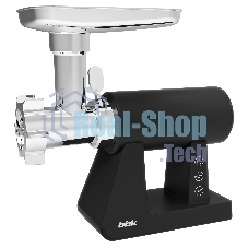 Мясорубка электрическая BBK MG3000 черный, 2500 Вт, 2.5 кг/мин, реверс, защита от перегрузки, металлический лоток, насадки - 7
