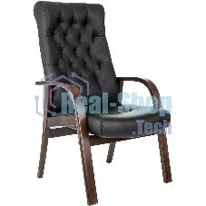 Кресло офисное Бюрократ T-9928WALNUT-CF черный, кожа, на ножках, дерево