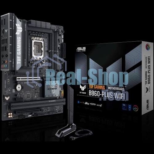 Материнская плата ASUS TUF GAMING B860-PLUS WIFI, LGA 1851, Intel B860, 4xDDR5, 4xSATA, 3xM.2, 1xPCIe 5.0 x16, 1xPCIe 4.0 x16, 1xDP, 1xHDMI, 1x 2.5Gb LAN, 1xUSB 20Gbps, 2xUSB 10Gbps, 3xUSB 5Gbps, 2xUSB 2.0, 5x3.5 мм, 7.1, ATX