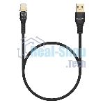Дата-кабель Maxvi MC-31L USB-Lightning 2.4А, прозрачный корпус, LED подсветка, 1.2м, черный