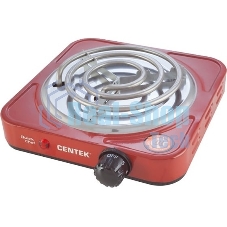 Плита настольная электрическая Centek CT-1508 красный, 1 кВт, ТЭН, конфорки - 1, эмаль, поворотные переключатели