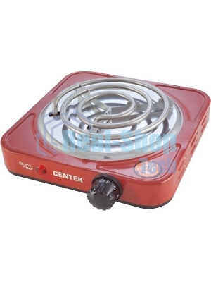 Плита настольная электрическая Centek CT-1508 красный, 1 кВт, ТЭН, конфорки - 1, эмаль, поворотные переключатели