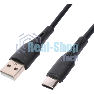 Кабель USB2.0 Cablexpert CC-USB2S-AMCM-1M-BK AM/Type-C, 3А, 18Вт, QC3.0, силиконовый, медь, 1м, черный, пакет