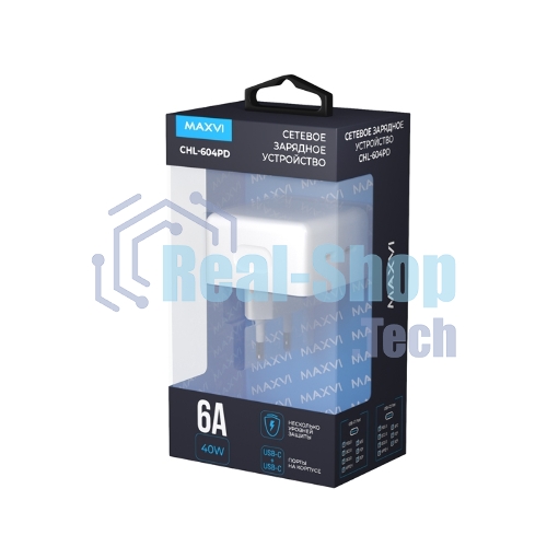 Сетевое зарядное устройство Maxvi CHL-604PD Type-C\Type-C 40W 6A (3A+3A) PD QC3.0, белый