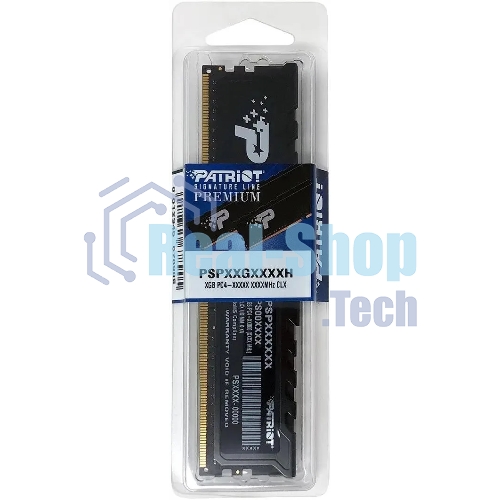 Оперативная память Patriot Signature Premium, DDR4, 8GB (1x8GB), 3200 MHz, CL22, с радиатором, чёрный