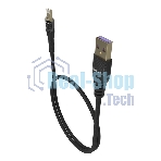 Дата-кабель Maxvi MC-31L USB-Lightning 2.4А, прозрачный корпус, LED подсветка, 1.2м, черный