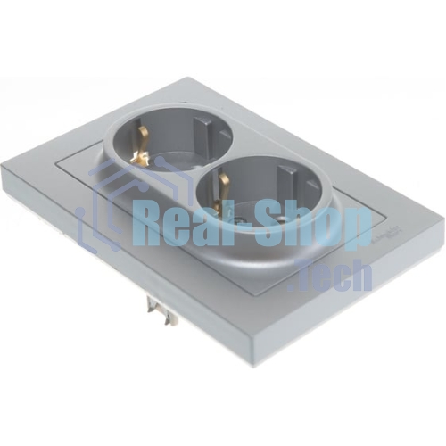 Розетка 2-м AtlasDesign с заземл. 16А в сборе алюм. SchE ATN000324