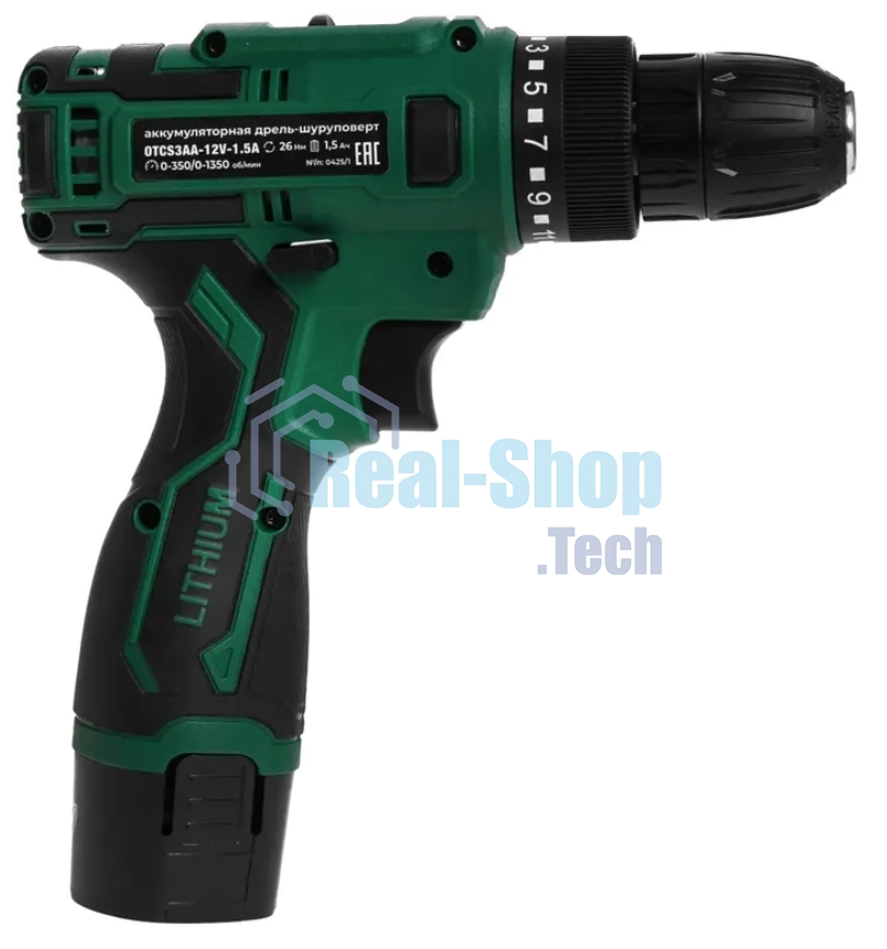 Дрель-шуруповерт Ovk Tools OTCS3AA-12V-1.5A, 12 В, 1,5 Ач, 26 Нм, щеточный