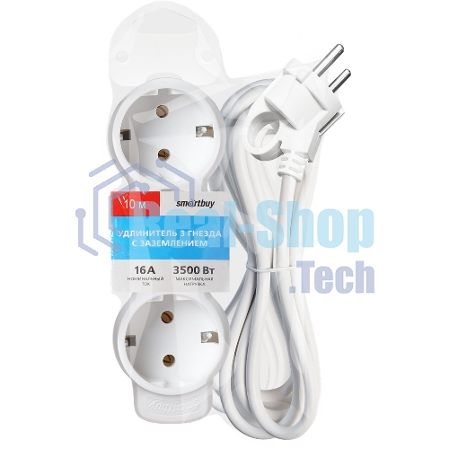 Удлинитель Smartbuy (SBE-16-3-10m-Z) 3 гн х 10,0 м белый