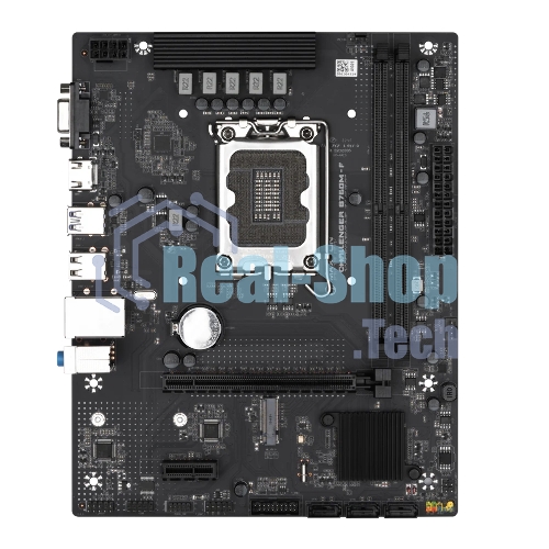Материнская плата Maxsun Challenger B760M-F, LGA 1700, Intel B760, 2xDDR4, 3xSATA III, 2xM.2, 1xPCIe 4.0 x16, 1xHDMI, 1xVGA, 1xRJ-45 1Gb LAN, 2xUSB 3.2 Gen 1, 4xUSB 2.0, 3x3.5 мм, 5.1, mATX