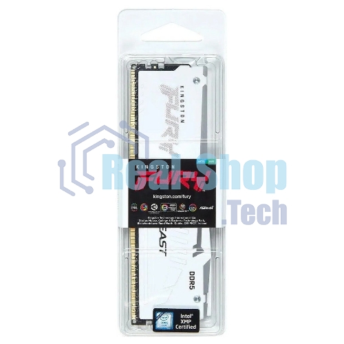 Оперативная память Kingston Fury Beast, DDR5, 16Gb (1x16Gb), 6000MHz, CL36, DIMM, с радиатором, RGB, белый