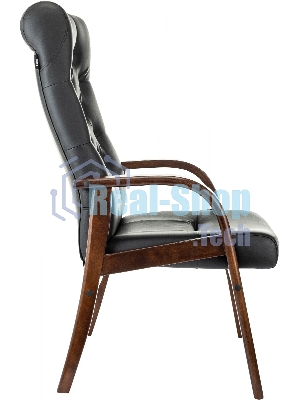 Кресло офисное Бюрократ T-9928WALNUT-CF черный, кожа, на ножках, дерево