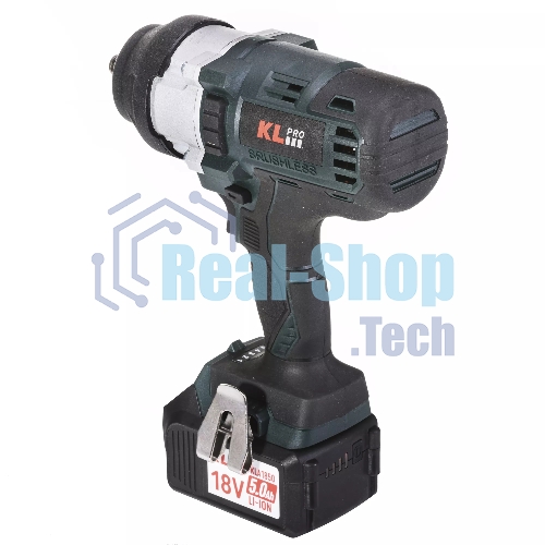 Профессиональный бесщеточный гайковерт аккумуляторный KLPRO KLSS18BHX-50 (18В, Li-ion-2шт, 5.0Ач, 800Нм, 2 скорости, подсветка,З/У,в кейсе)